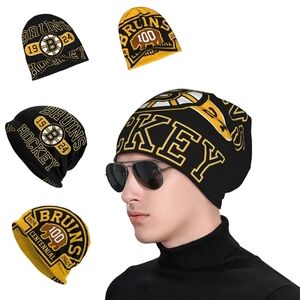 Two Boston Bruins Hockey 1924 100th Year Skullies, One Black, One Yellow